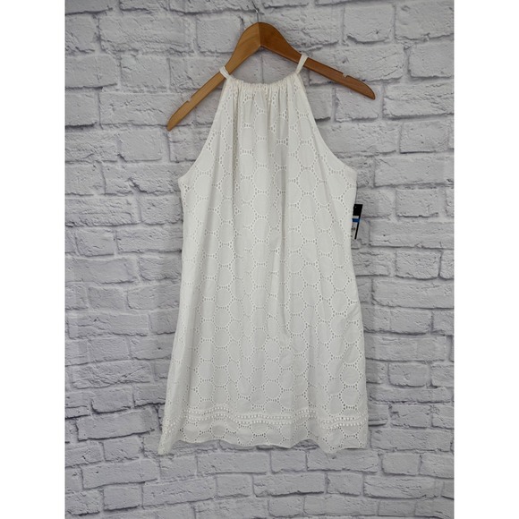 crown & ivy Dresses & Skirts - Crown & Ivy Womens XL White Eyelet Halter Mini Dress Cotton Beach Vacay Easter